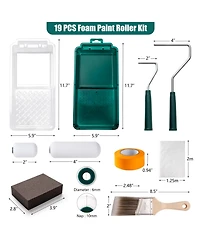 Xdovet Paint Roller Kit Foam Mini Covers Tray Liners Brush Supplies Walls Trim Ceilings