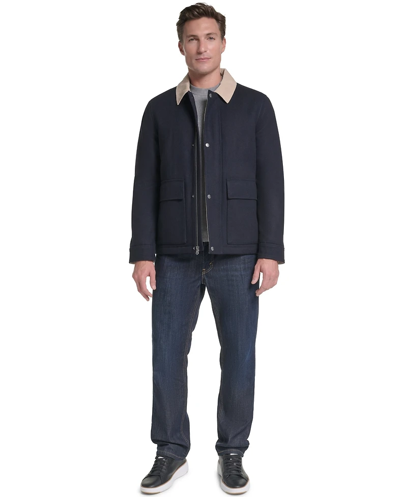 Cole Haan Men's Front-Zip Melton Wool Jacket