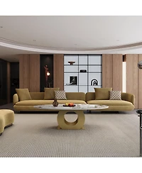 Streamdale Furniture 49.2" Oval Sintered Stone Coffee Table with Stainless Steel Base
