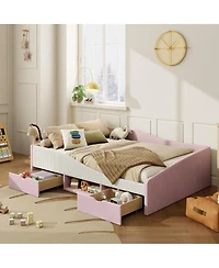 Streamdale Furniture Upholstered Daybed Frame with 2 Storage Drawers