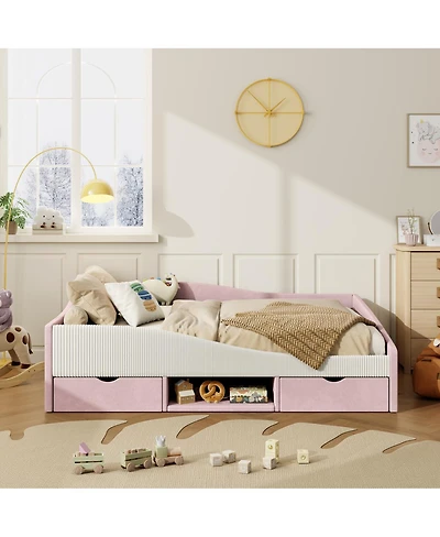 Streamdale Furniture Upholstered Daybed Frame with 2 Storage Drawers