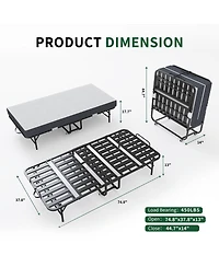 Streamdale Furniture Extra Long 75" x 38" Folding Guest Bed with 5" Memory Foam Mattress, 450lbs Cap