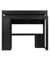 Streamdale Furniture Twin Loft Bed with L-Shaped Desk, Drawers, Shelves, and Led Lights