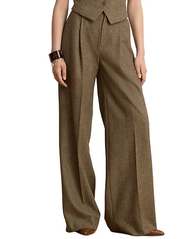 Lauren Ralph Petite High-Rise Wide-Leg Plaid Wool Pants, 29" Inseam