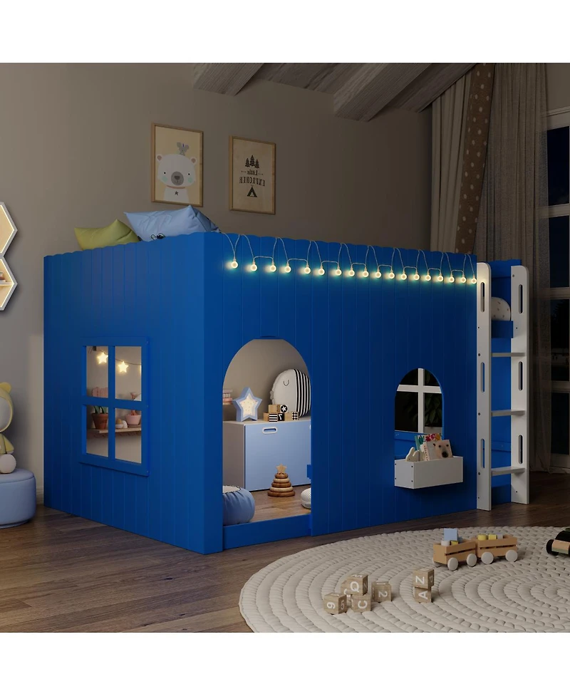 Streamdale Furniture Kids Loft Bed with Warm Led Light String