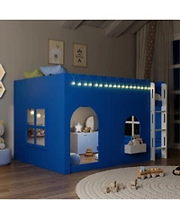 Streamdale Furniture Kids Loft Bed with Warm Led Light String