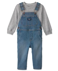 Osh Kosh Baby Boys' Sleeveless Denim Jumper and T-Shirt, 2-Piece Set