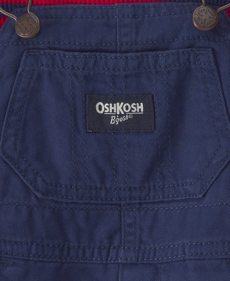 Osh Kosh Baby Boys' Long-Sleeve Striped Thermal Top and Twill Jumper, 2-Piece Set