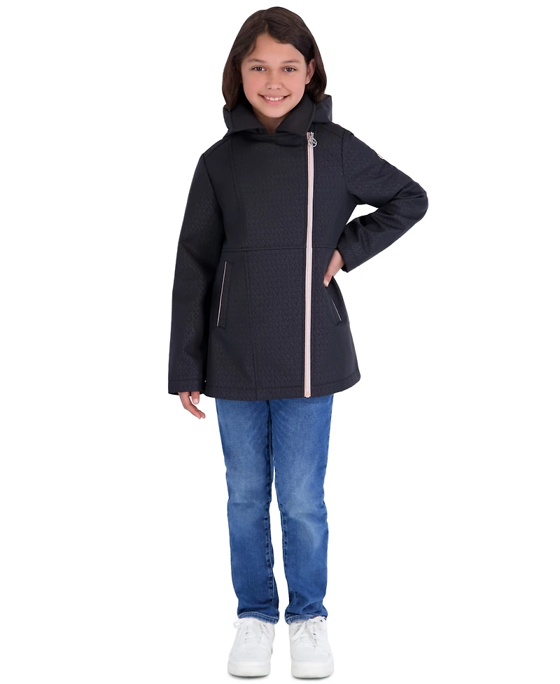 Michael Kors Toddler Girls' 2T-5T Asymetric Zip Softshell Stadium Length Jacket