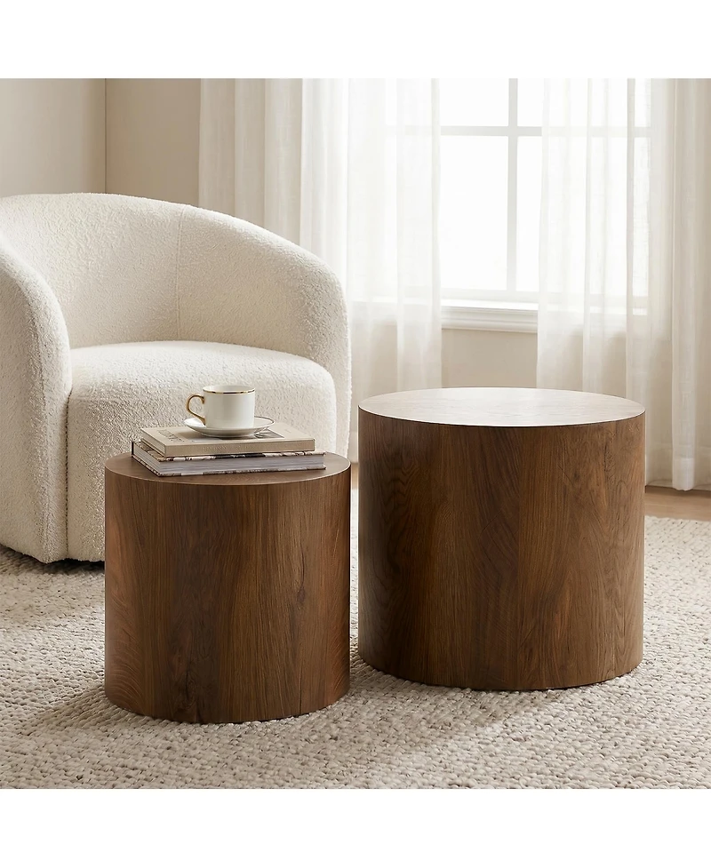 Streamdale Furniture 2-Piece Modern Round Nesting Coffee Table Set