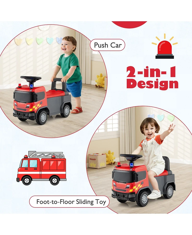 Slickblue Kids Ride-On Truck Toy with Steering Wheel, Lights and Music