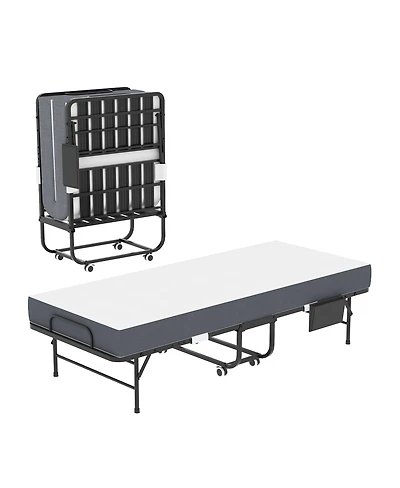 Streamdale Furniture 75" Folding Bed with 5" Memory Foam Mattress, Heavy-Duty Rollaway Guest Bed