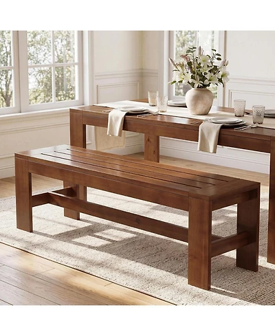 Tribesigns 55'' Solid Wood Dining Bench, Farmhouse Kitchen Table Bench for Dining Room | Long Wood Bench, Farmhouse Dining Table Bench