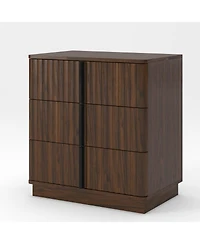 Streamdale Furniture Vintage 3-Drawer Vertical Stripe Nightstand