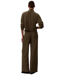 Calvin Klein Performance Women's Pull-On Waffle-Knit Relaxed-Fit Straight-Leg Pants