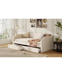 Streamdale Furniture Velvet Upholstered Daybed with 2 Drawers