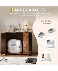 homfan Cat Litter Box Enclosure – Cabinet Fits Self-Cleaning Models 3 and 4, Dog-Proof Adjustable Shelf, Built-In Outlet Collector