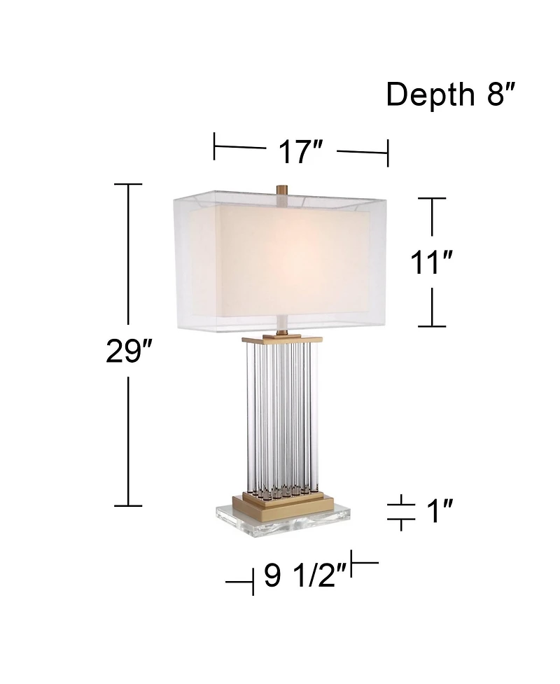 Vienna Full Spectrum Darcia Modern Table Lamp with Clear Acrylic Riser 29" Tall Crystal Sheer Outer Linen Inner Shade for Bedroom House Home
