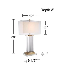 Vienna Full Spectrum Darcia Modern Table Lamp with Clear Acrylic Riser 29" Tall Crystal Sheer Outer Linen Inner Shade for Bedroom House Home