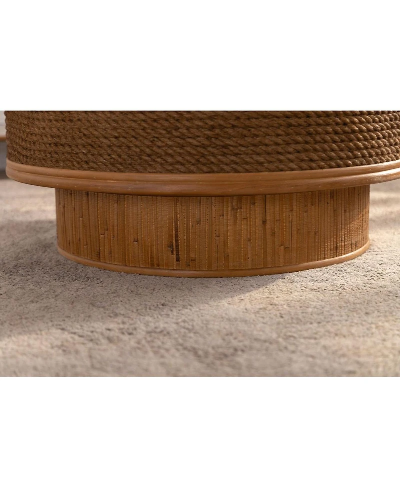 Streamdale Furniture 31.5" Round Retro Rattan Coffee Table with Flip-Top Storage