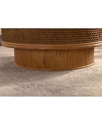 Streamdale Furniture 31.5" Round Retro Rattan Coffee Table with Flip-Top Storage