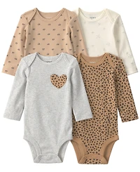 Carter's Baby Girls' Leopard Printed Bodysuits, 4-Pack