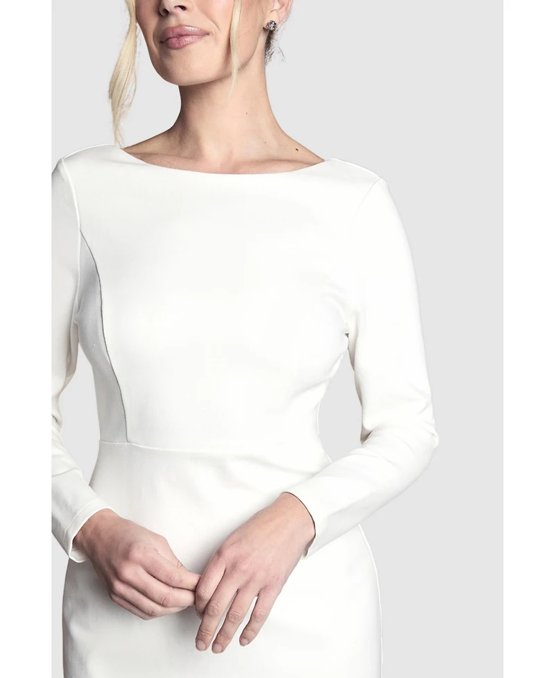 Coast Women's Slash Neck Long-Sleeve Puddle Wedding Dress
