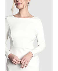 Coast Women's Slash Neck Long-Sleeve Puddle Wedding Dress