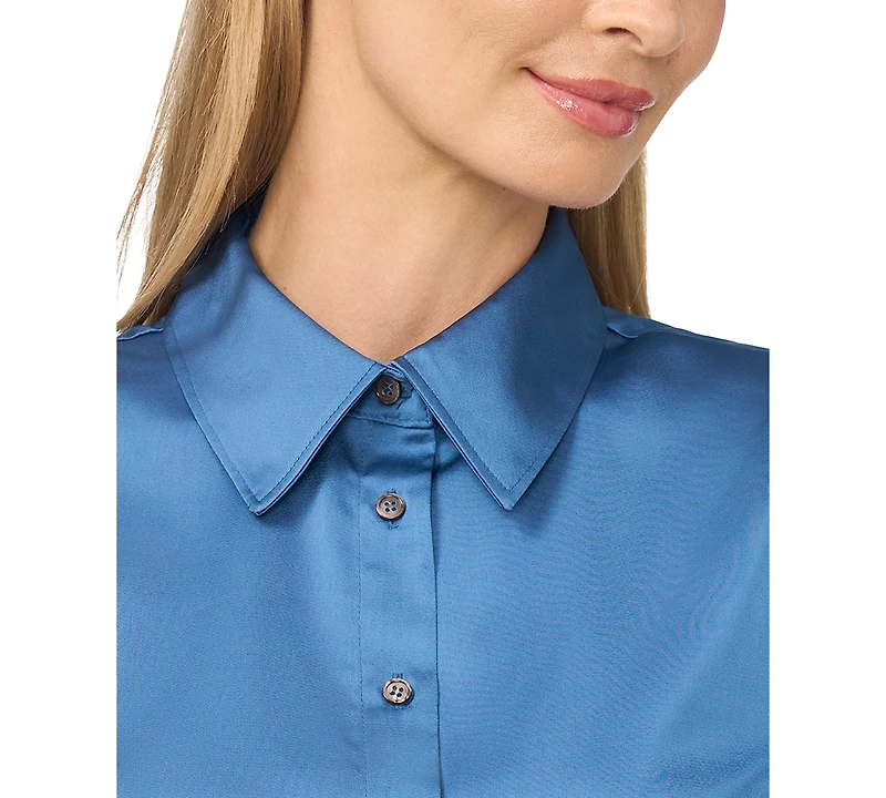 CeCe Women's Collared Balloon 3/4-Sleeve Button-Front Blouse