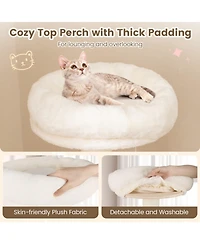 Hongge Wooden 52 Inch Cat Tree Tower with Enclosed Space Capsule