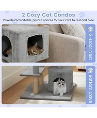 Hongge Five-Tier 64 Inch Cat Tree with Two Extra Large Condos