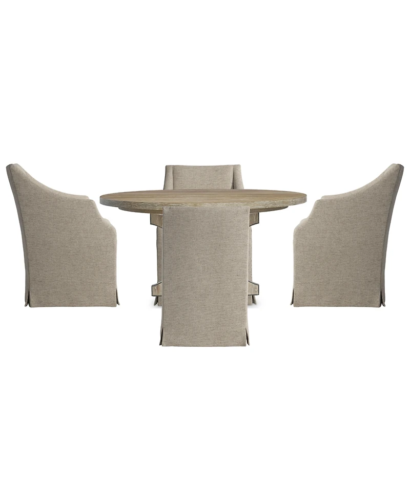Bernhardt Tribeca 5-Piece Round Dining Set (Table & 4 Upholstered Armchairs)