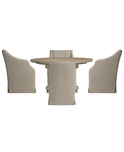 Bernhardt Tribeca 5-Piece Round Dining Set (Table & 4 Upholstered Armchairs)