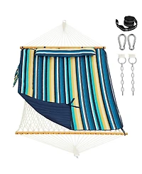 Piscifun Two Person Rope Hammock With Detachable Pad Spreader Bar Tree Straps Carabiners 450 Lbs Weight Capacity