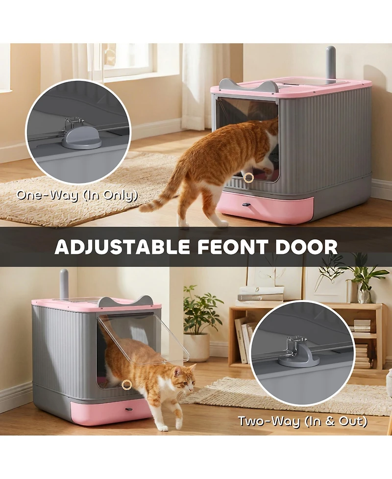 Ruie Enclosed Cat Litter Box with Front Entry Top Exit Scoop and Deodorizer Bag