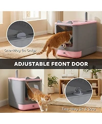 Ruie Enclosed Cat Litter Box with Front Entry Top Exit Scoop and Deodorizer Bag