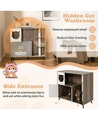 Hongge Cat Litter Box Enclosure with 3 Sisal Scratching Posts