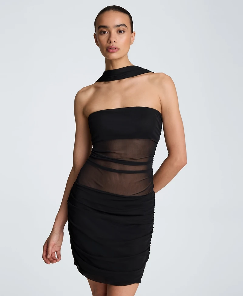 Kenneth Cole Women's Scarf Illusion Halter Neck Mini Dress