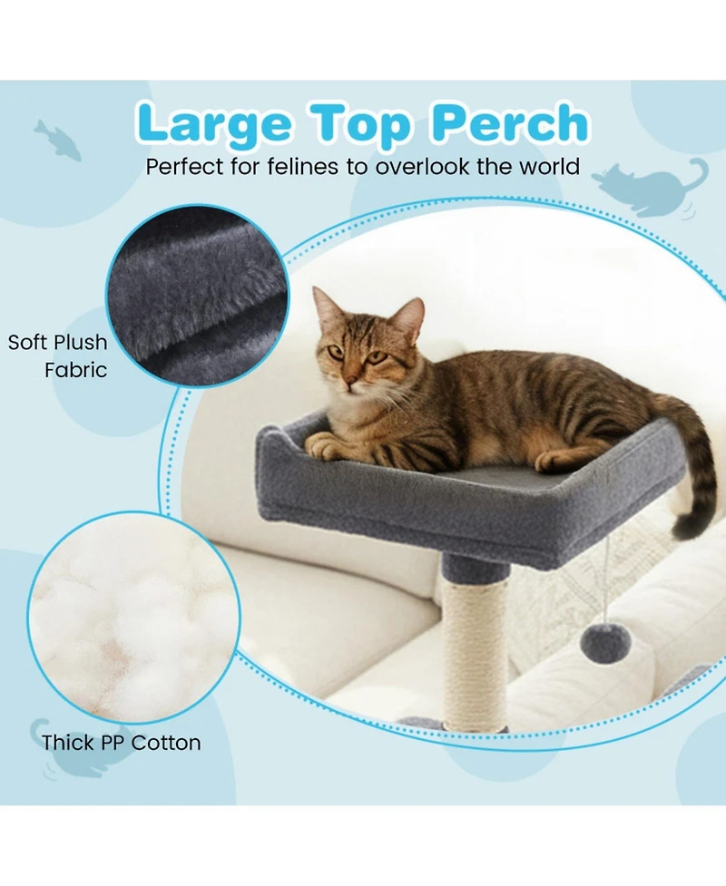 Hongge 58 Inch Modern Cat Tower with Wide-Entrance Cat Condos