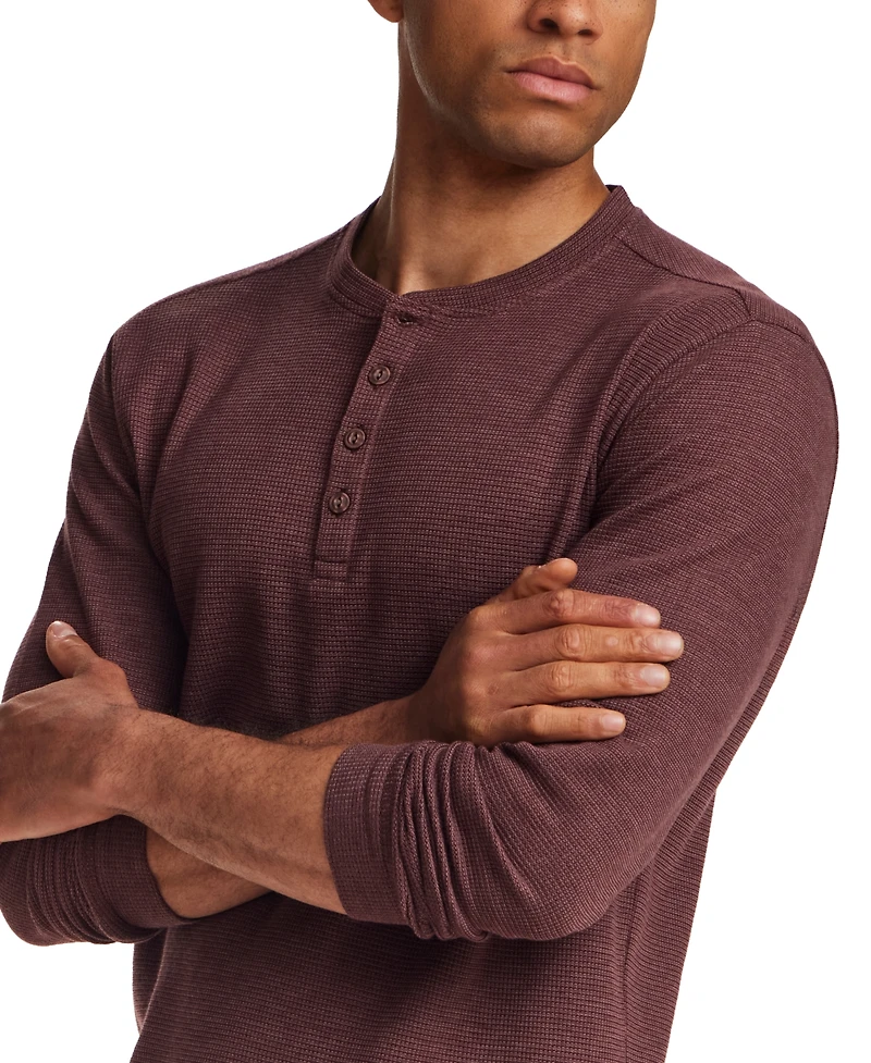 Weatherproof Vintage Men's Variegated Microstripe Waffle Henley T-Shirt