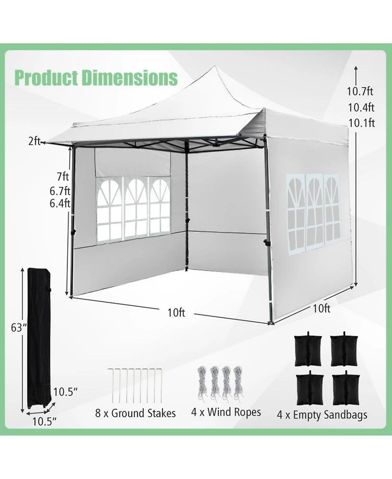 Sugift Pop Up Canopy Tent with Removable Sidewalls and Detachable Awning