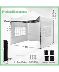 Sugift Pop Up Canopy Tent with Removable Sidewalls and Detachable Awning