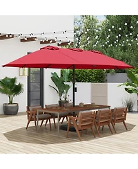 Sugift 15 Feet Double-Sided Twin Patio Umbrella with Crank and Base