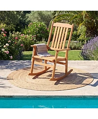 Gymax 2 Piece Outdoor Rocking Chair with High Back Wide Seat Armrests Rocker Chair
