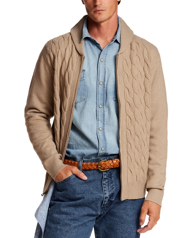 Weatherproof Vintage Men's Shawl Collar Cable Knit Sweater