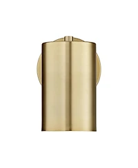 360 Lighting Carla Modern Wall Lamps Set of 2 Polished Brass Plug-in 5" Light Fixture Cylinder Down Metal Shade for Bedroom Reading Living Room Home