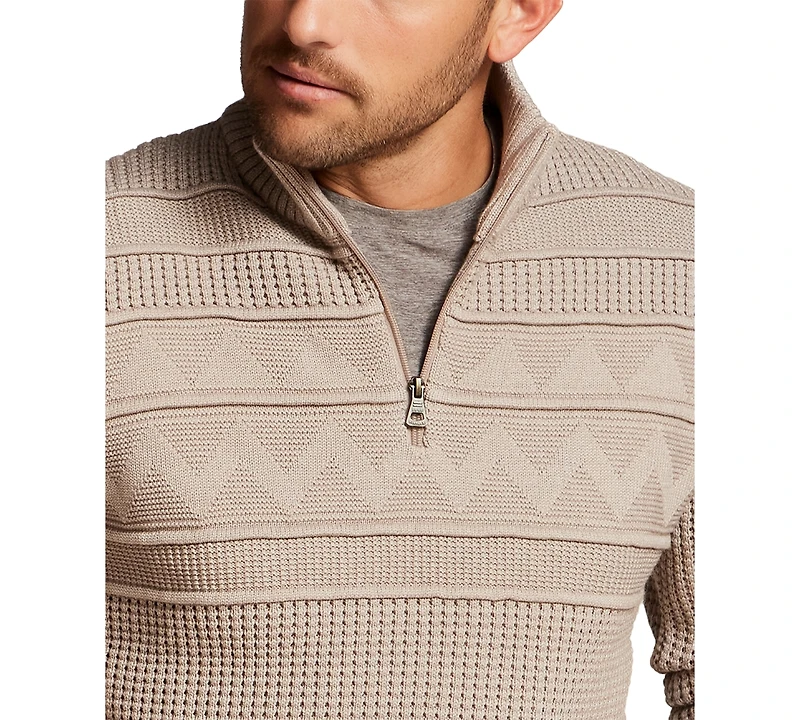 Weatherproof Vintage Men's Textured Zig Zag Yoke Quarter-Zip Sweater