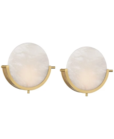 360 Lighting Barranco 9 1/2" High Warm Gold Alabaster Led Wall Sconce Set of 2