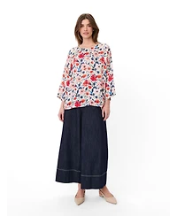 Masai Copenhagen Women's Floral 3/4-Sleeve Relaxed Tunic Blouse