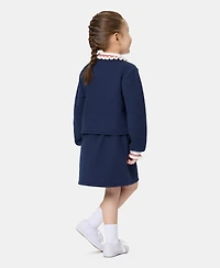Tommy Hilfiger Girls' 2T-6X Ruffled Collared Top and Skirt, 2-Piece Set